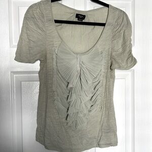 Anthropologie seafoam green ruffle front t-shirt